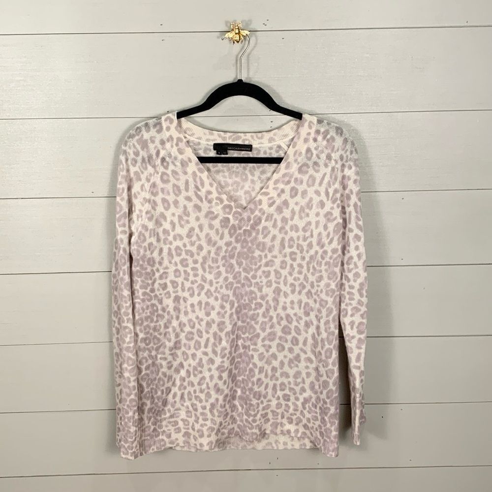 360 Cashmere purple leopard print animal print lightweight sweater sweater small